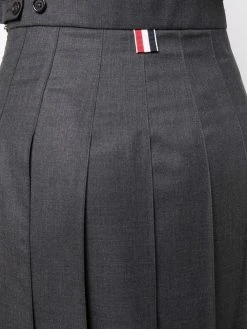 Thom Browne DARK GREY SUPER 120's TWILL BELOW KNEE PLEATED SKIRT