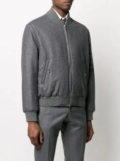 Thom Browne tonal 4-Bar flannel bomber jacket