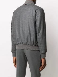 Thom Browne tonal 4-Bar flannel bomber jacket