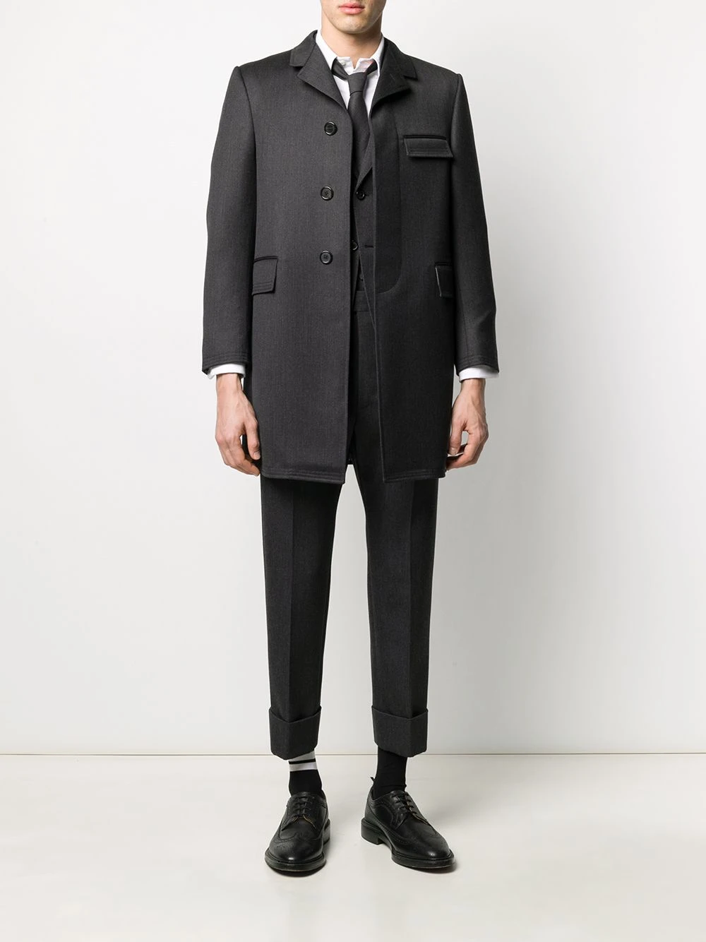 Outlet π Thom Browne Cavalry twill Chesterfield overcoat single breasted coats of men βοΈ 2 Thom Browne cavalry twill Chesterfield overcoat