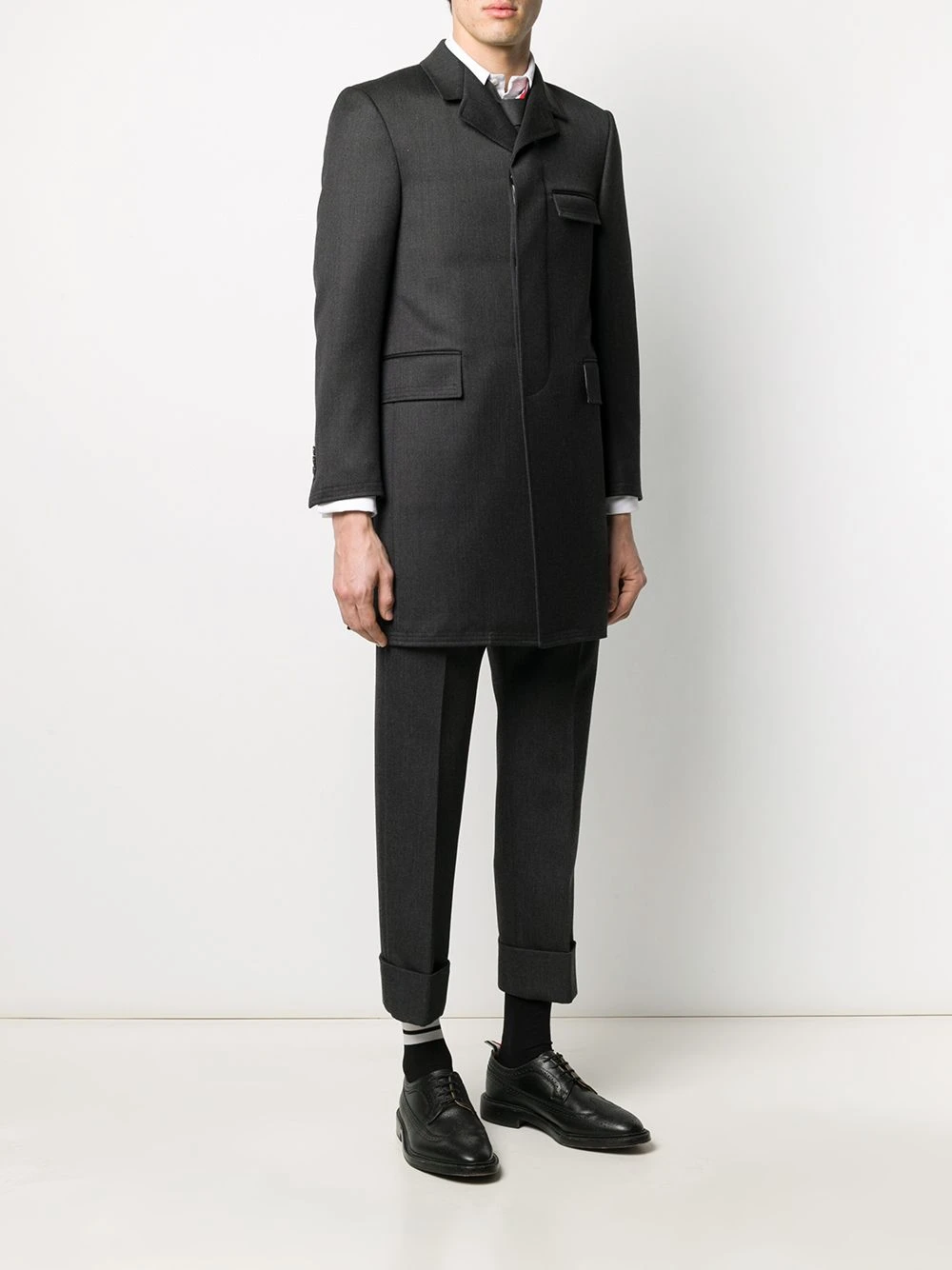 Outlet π Thom Browne Cavalry twill Chesterfield overcoat single breasted coats of men βοΈ 3 Thom Browne cavalry twill Chesterfield overcoat