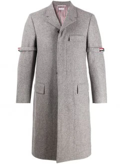 Thom Browne removable-grosgrain armband Chesterfield overcoat
