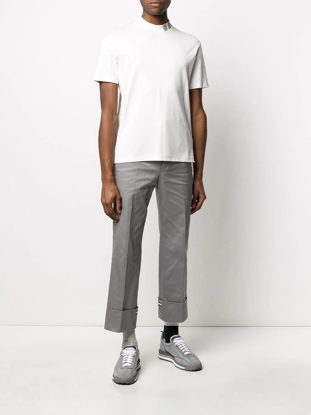 Buy ✨ Thom Browne 4 Bar intarsia mock neck T shirt t-shirts of men ✔️ 2 Thom Browne 4-Bar intarsia mock-neck T-shirt