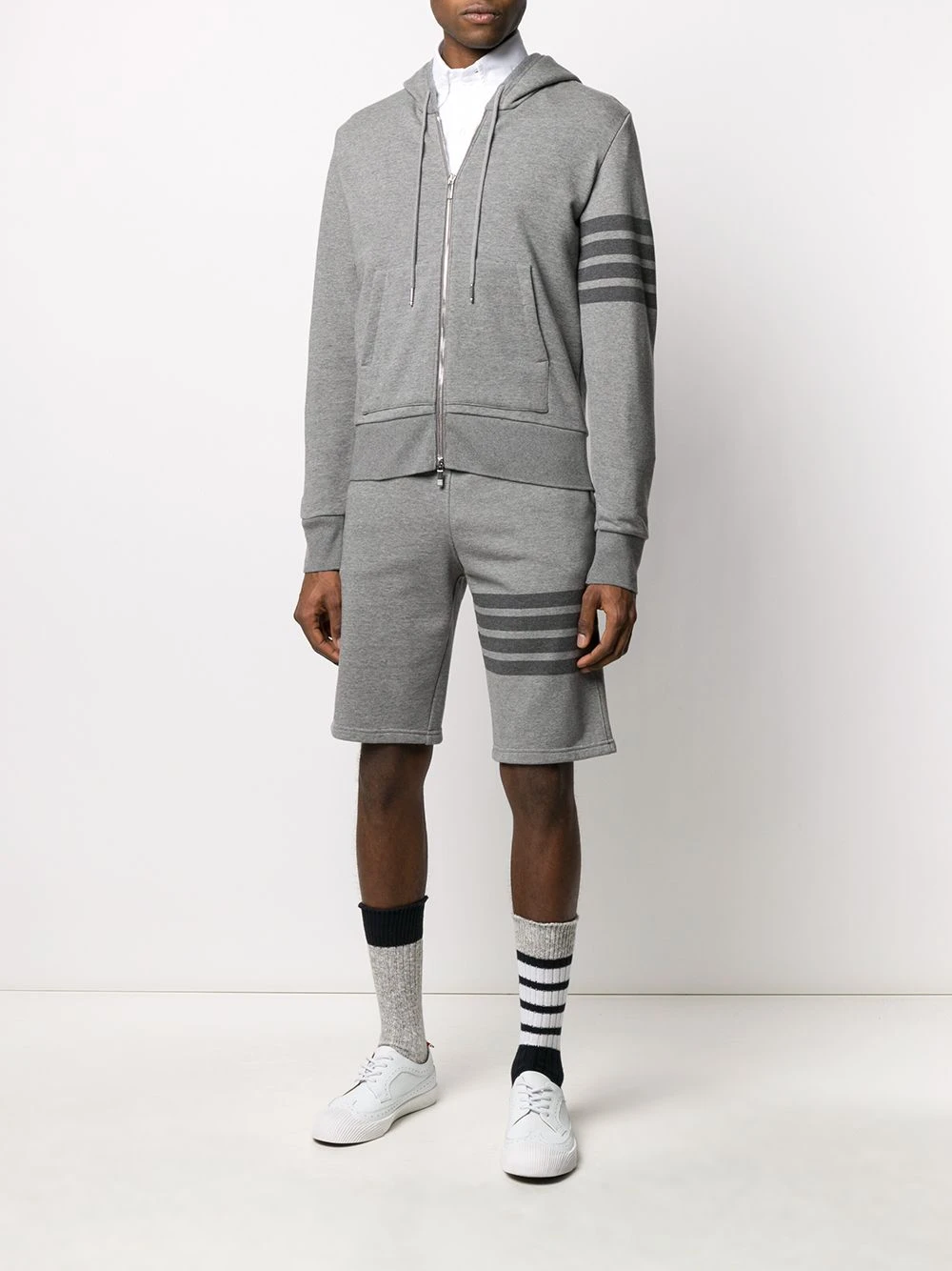 New β Thom Browne 4 Bar zip up loopback cotton hoodie hoodies of men π 2 Thom Browne 4-Bar zip-up loopback-cotton hoodie