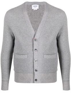Thom Browne V-neck cashmere piqué cardigan