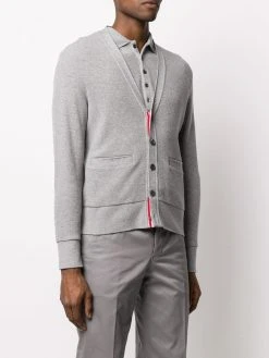 Thom Browne V-neck cashmere piqué cardigan
