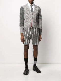 Thom Browne 4-Bar Aran cable knit cardigan