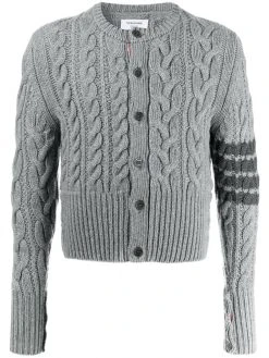 Thom Browne 4-Bar Aran cable-knit cashmere cardigan