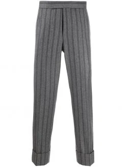 Thom Browne ground chalk-stripe flannel trousers