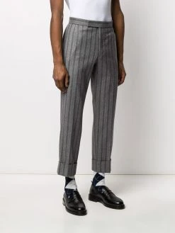Thom Browne ground chalk-stripe flannel trousers