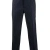 Thom Browne ground chalk-stripe flannel trousers