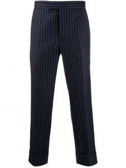Thom Browne ground chalk-stripe flannel trousers
