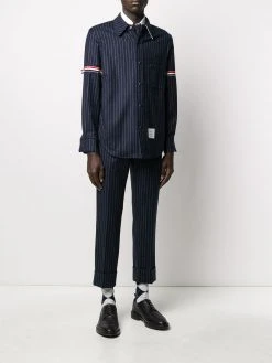 Thom Browne ground chalk-stripe flannel trousers