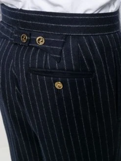 Thom Browne ground chalk-stripe flannel trousers