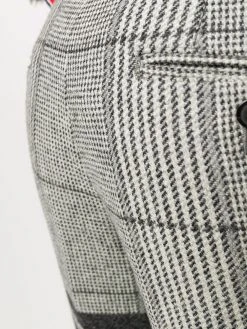 Thom Browne 4-Bar Prince of Whales check frayed chinos