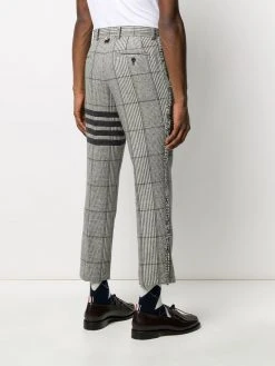 Thom Browne 4-Bar Prince of Whales check frayed chinos
