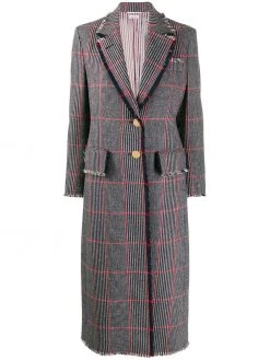 Thom Browne tricolor hunting tweed single-breasted overcoat