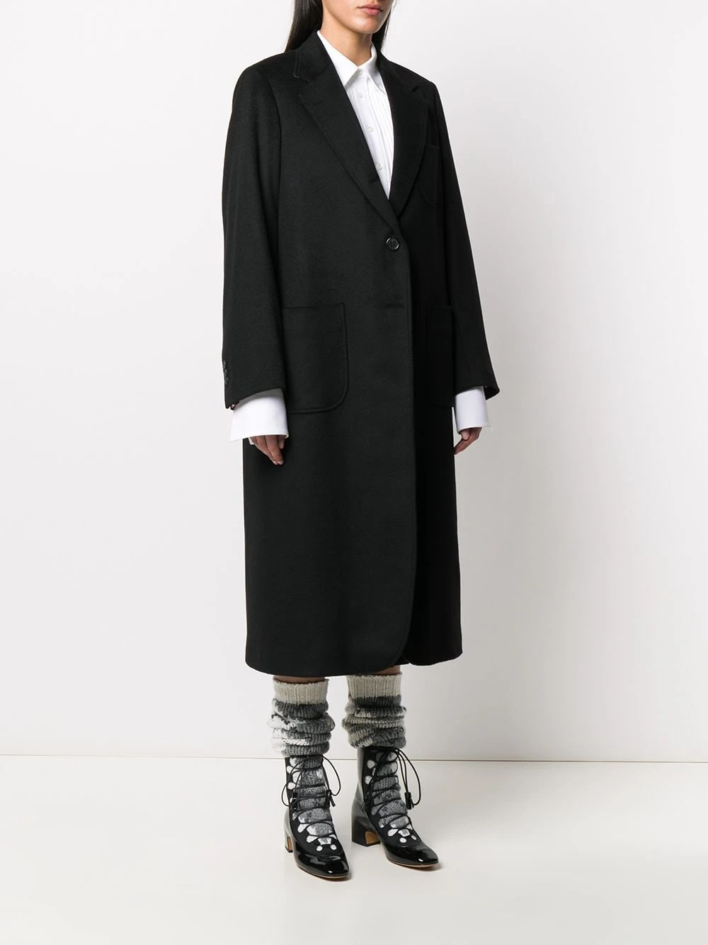 Outlet ✨ Thom Browne Elongated cashemre zibeline sack overcoat single breasted coats of women ⭐ 3 Thom Browne elongated cashemre zibeline sack overcoat