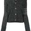 Thom Browne 4-bar aran cable cardigan