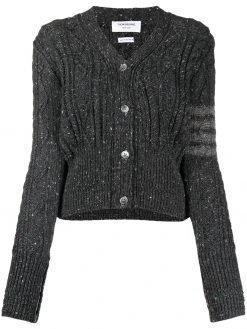 Thom Browne 4-bar aran cable cardigan