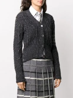 Thom Browne 4-bar aran cable cardigan