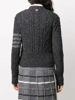 Thom Browne 4-bar aran cable cardigan