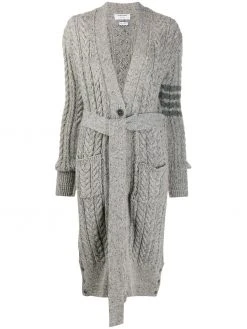 Thom Browne aran cable-knit 4-Bar cardi-coat