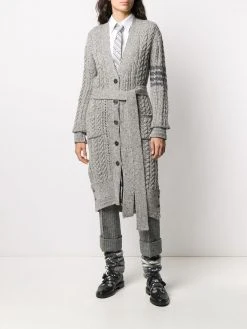 Thom Browne aran cable-knit 4-Bar cardi-coat