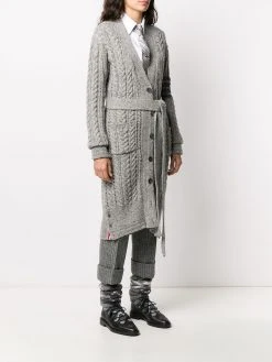 Thom Browne aran cable-knit 4-Bar cardi-coat