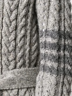 Thom Browne aran cable-knit 4-Bar cardi-coat