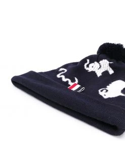 Thom Browne animal intarsia merino wool hat