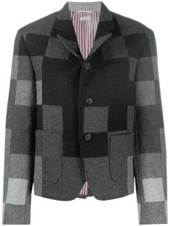 Thom Browne Shetland wool patchwork-effect shrunken blazer
