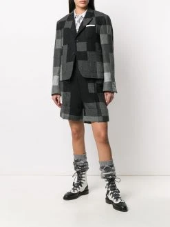 Thom Browne Shetland wool patchwork-effect shrunken blazer