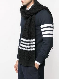 Thom Browne 4-Bar Aran merino wool scarf