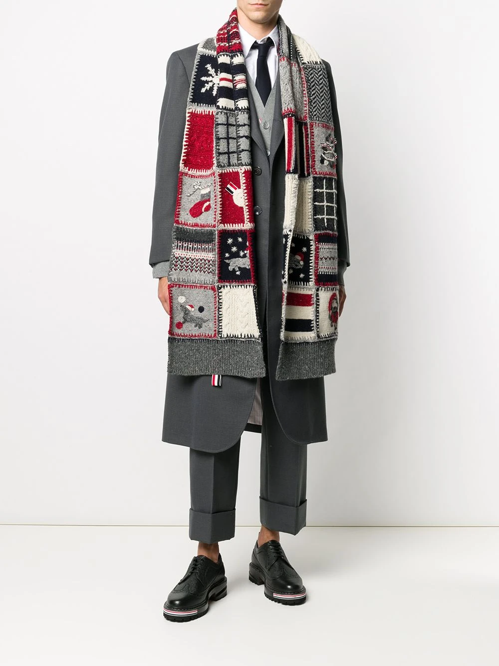 Wholesale β Thom Browne Holiday patchwork tweed crochet scarf scarves of men π₯ 2 Thom Browne Holiday patchwork tweed crochet scarf