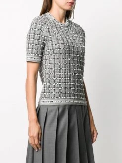 Outlet π Thom Browne Windowpane jacquard short sleeve T shirt t-shirts & jersey shirts of women π 7 Thom Browne windowpane jacquard short-sleeve T-shirt