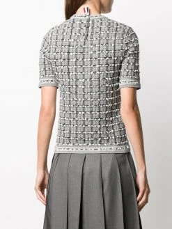 Outlet π Thom Browne Windowpane jacquard short sleeve T shirt t-shirts & jersey shirts of women π 8 Thom Browne windowpane jacquard short-sleeve T-shirt