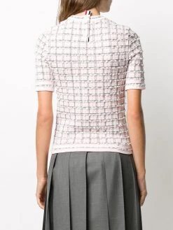 Coupon π Thom Browne Windowpane jacquard short sleeve T shirt knitted tops of women β€οΈ 8 Thom Browne windowpane jacquard short-sleeve T-shirt