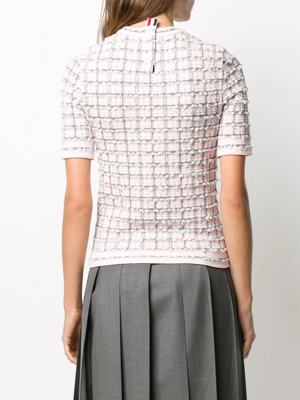 Coupon π Thom Browne Windowpane jacquard short sleeve T shirt knitted tops of women β€οΈ 4 Thom Browne windowpane jacquard short-sleeve T-shirt