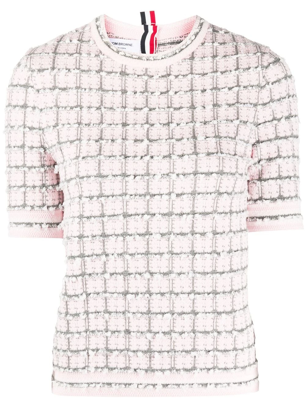 Coupon π Thom Browne Windowpane jacquard short sleeve T shirt knitted tops of women β€οΈ 1 Thom Browne windowpane jacquard short-sleeve T-shirt