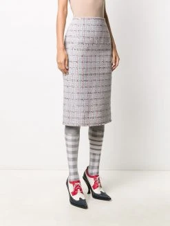 Thom Browne windowpane university check tweed pencil skirt