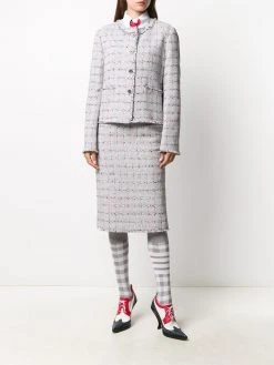Thom Browne windowpane university check tweed pencil skirt