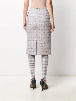 Thom Browne windowpane university check tweed pencil skirt