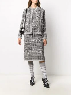Thom Browne windowpane jacquard sleeveless pencil dress