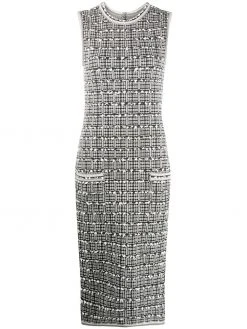 Thom Browne windowpane jacquard sleeveless pencil dress