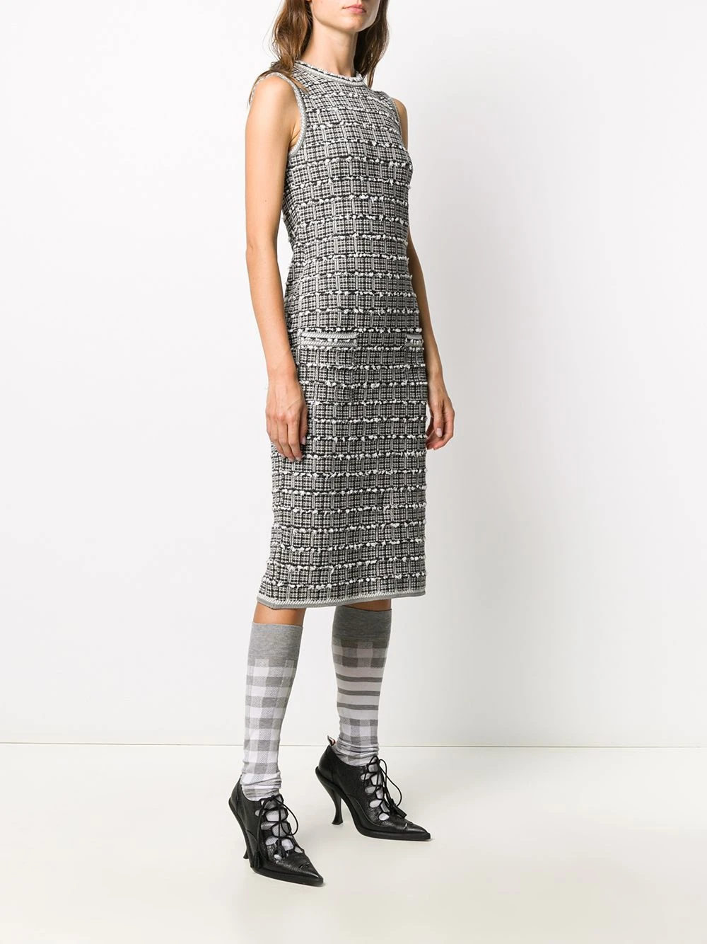 Budget π Thom Browne Windowpane jacquard sleeveless pencil dress day dresses of women π 3 Thom Browne windowpane jacquard sleeveless pencil dress