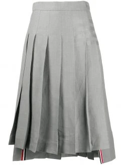 Thom Browne tonal 4-Bar pleated skirt