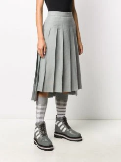 Thom Browne tonal 4-Bar pleated skirt