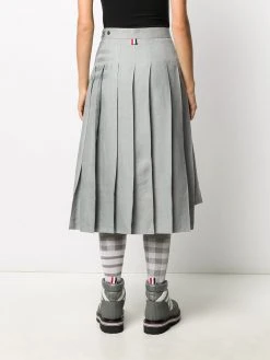 Thom Browne tonal 4-Bar pleated skirt