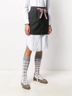 Thom Browne 2ply fresco tie waist mini sack skirt